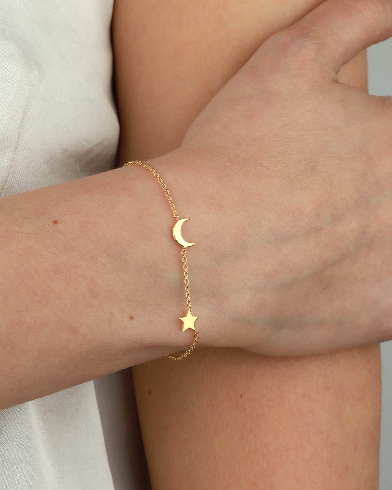 Tashi-Moon + Star Bracelet-Bracelets-14k Gold Vermeil-Moon & Star-Blue Ruby Jewellery-Vancouver Canada