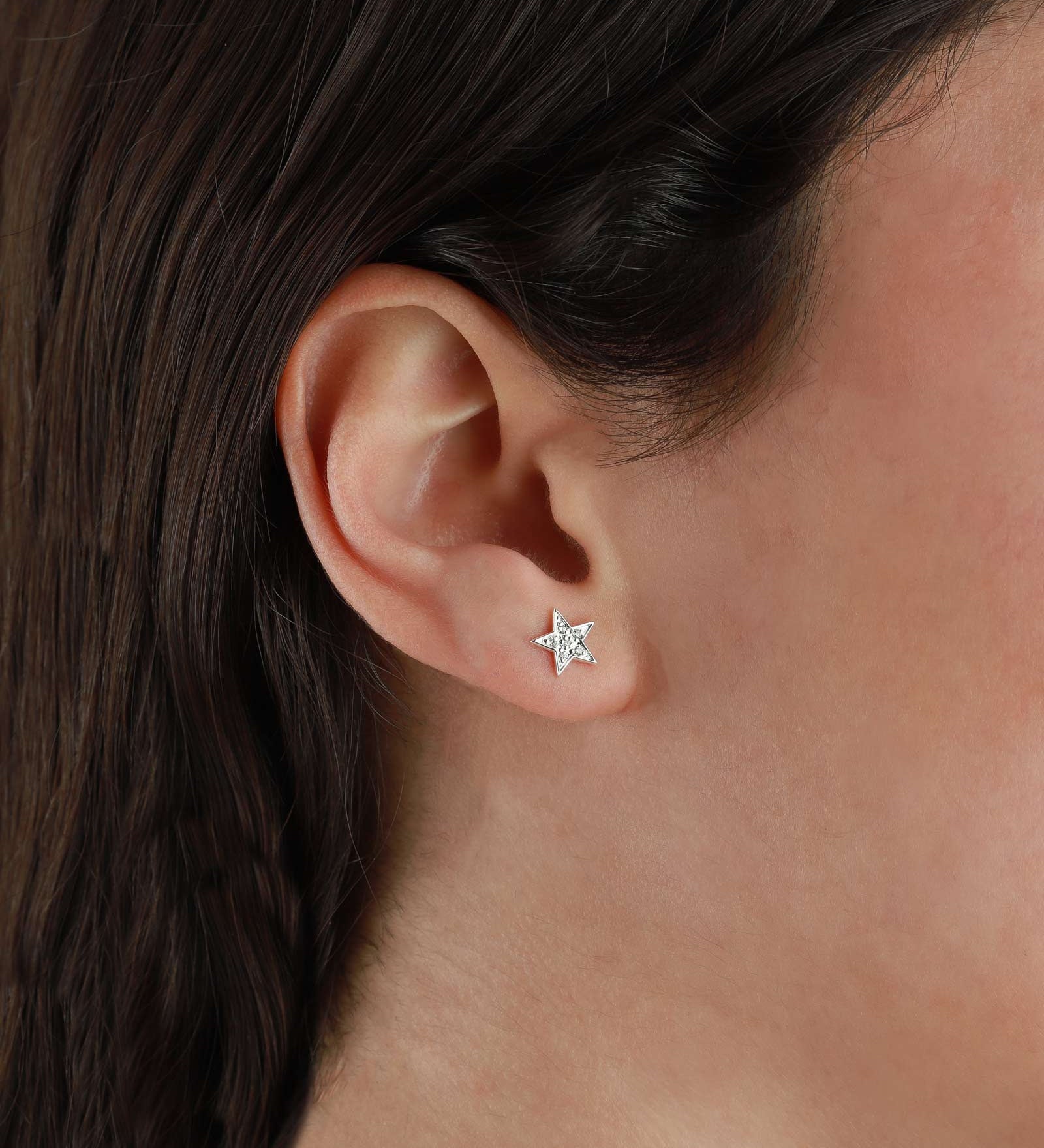 Tashi-Moon + Star Pavé Studs-Earrings-Sterling Silver, Cubic Zirconia-Moon & Star-Blue Ruby Jewellery-Vancouver Canada