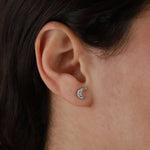 Tashi-Moon + Star Pavé Studs-Earrings-Sterling Silver, Cubic Zirconia-Moon & Star-Blue Ruby Jewellery-Vancouver Canada