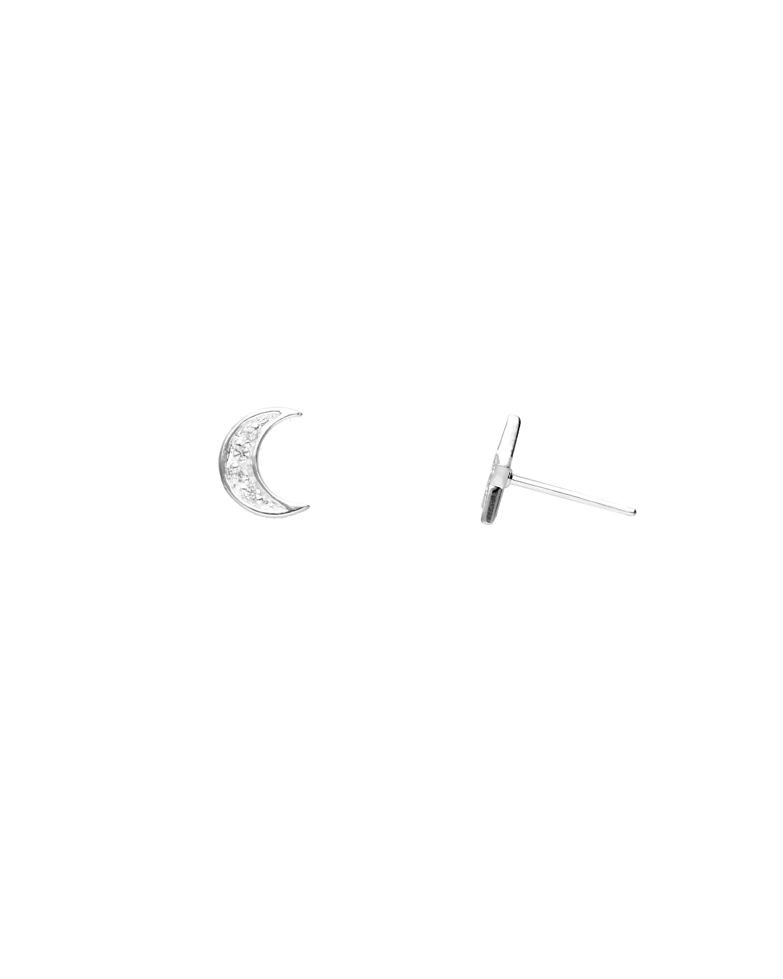 Tashi-Moon + Star Pavé Studs-Earrings-Sterling Silver, Cubic Zirconia-Moon & Star-Blue Ruby Jewellery-Vancouver Canada