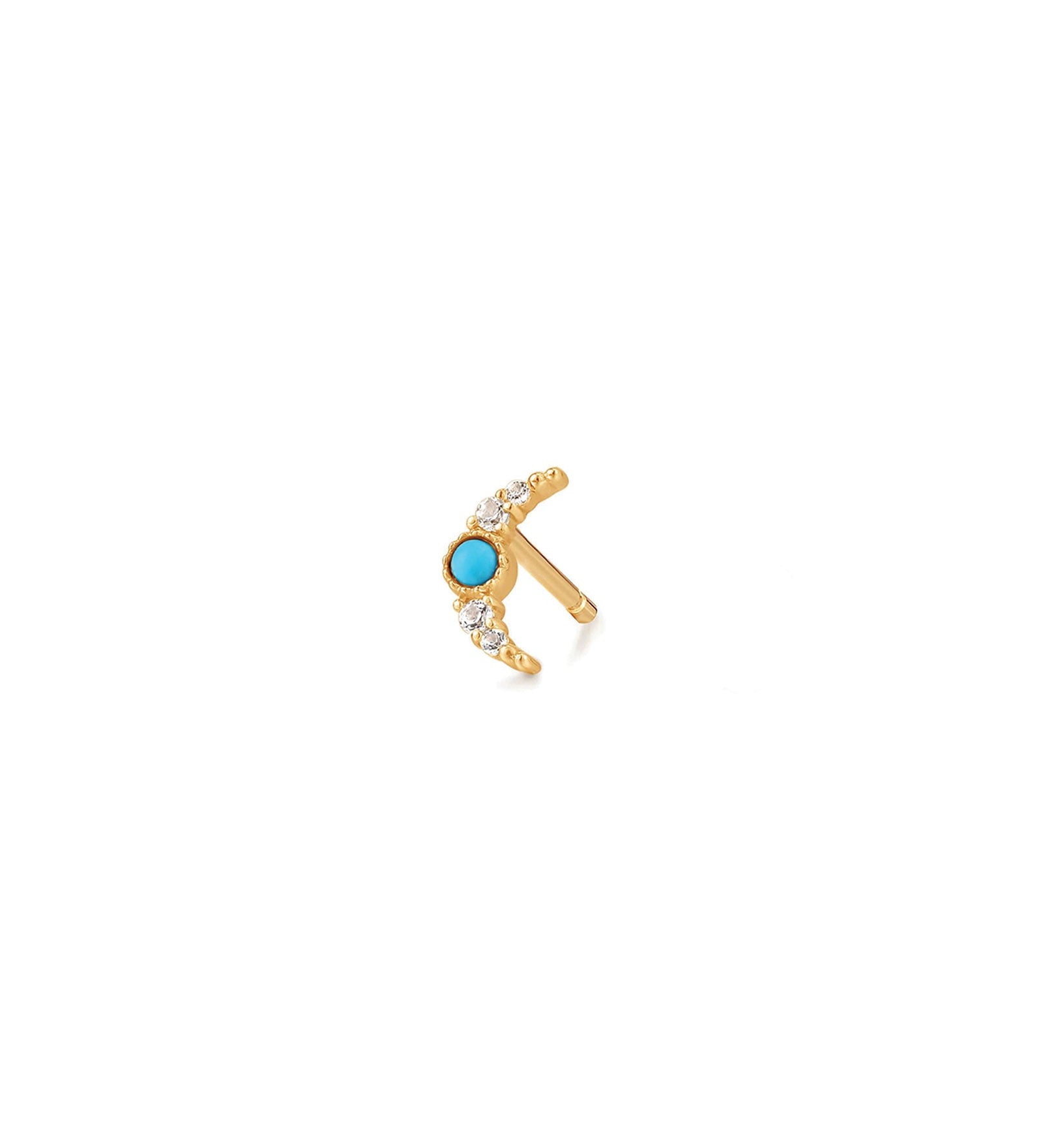 Quiet Icon-Moon Turquoise + CZ Stud | 9mm-Earrings-14k Gold Vermeil, Cubic Zirconia-Blue Ruby Jewellery-Vancouver Canada