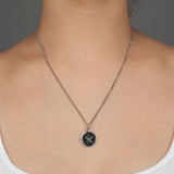 Pyrrha-Never Settle Talisman-Necklaces-Oxidized Sterling Silver-Blue Ruby Jewellery-Vancouver Canada