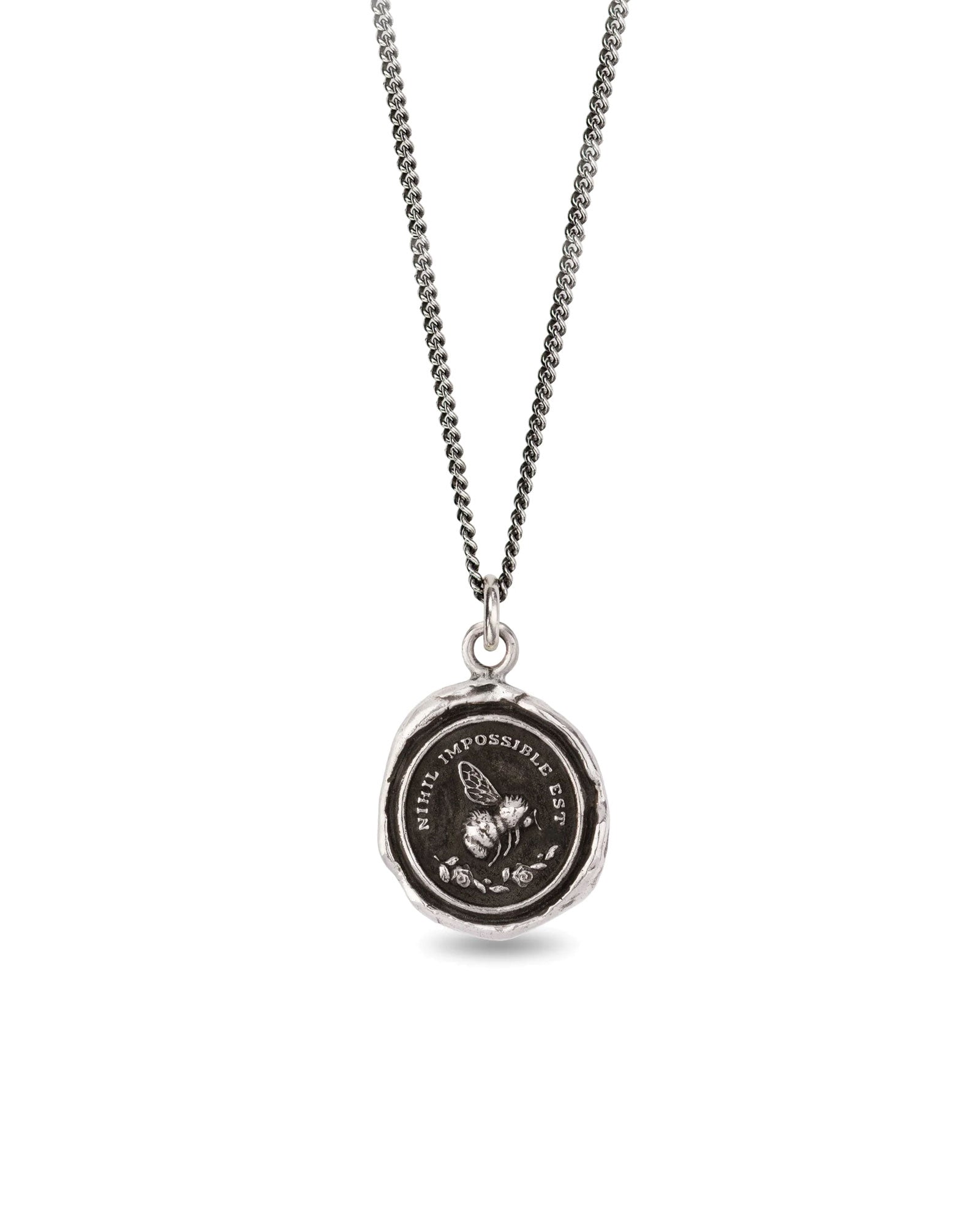 Pyrrha-Nothing is Impossible Talisman-Necklaces-Oxidized Sterling Silver-Blue Ruby Jewellery-Vancouver Canada