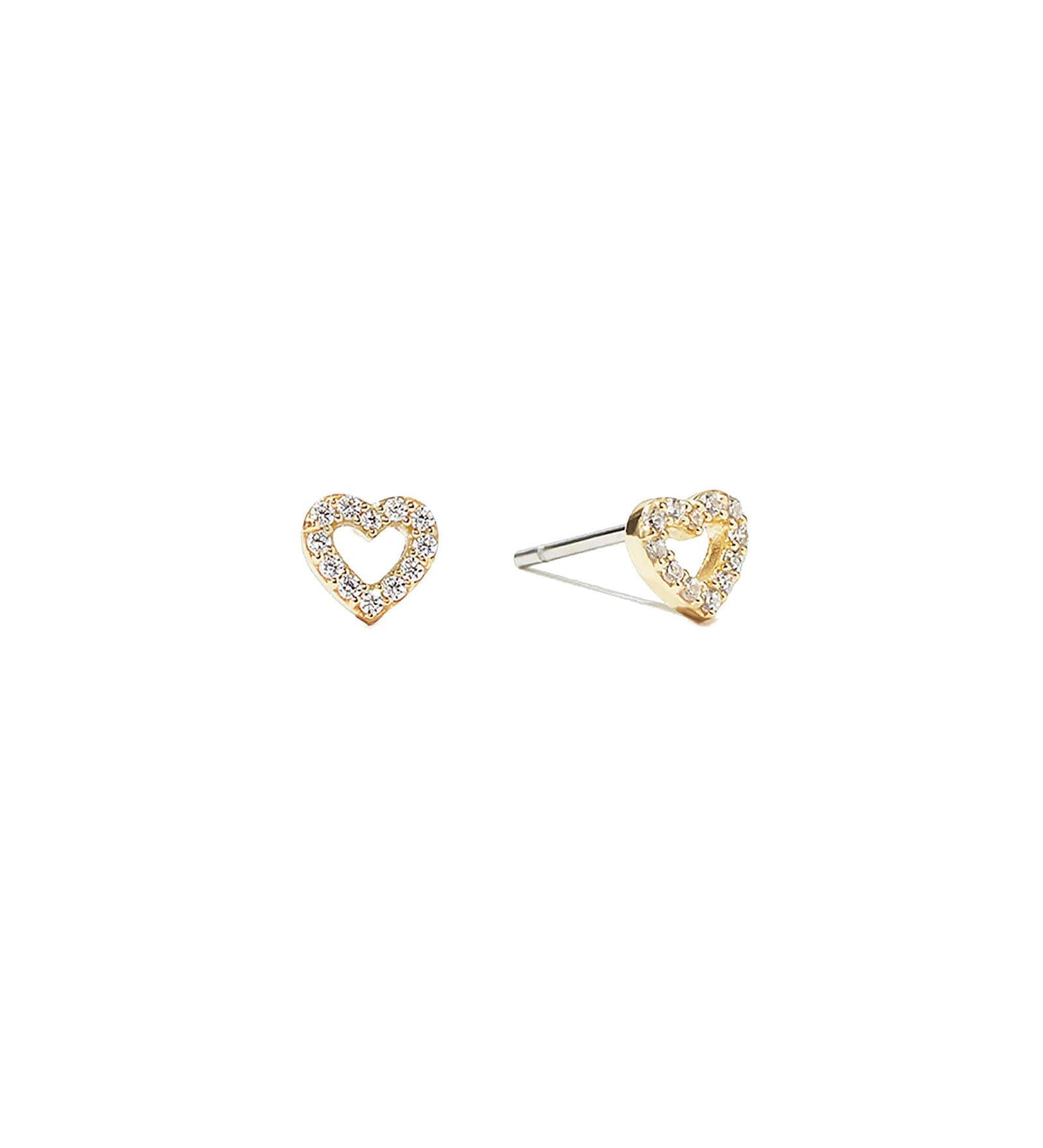 Quiet Icon-Open Heart CZ Studs-Earrings-14k Gold Vermeil, Cubic Zirconia-Blue Ruby Jewellery-Vancouver Canada