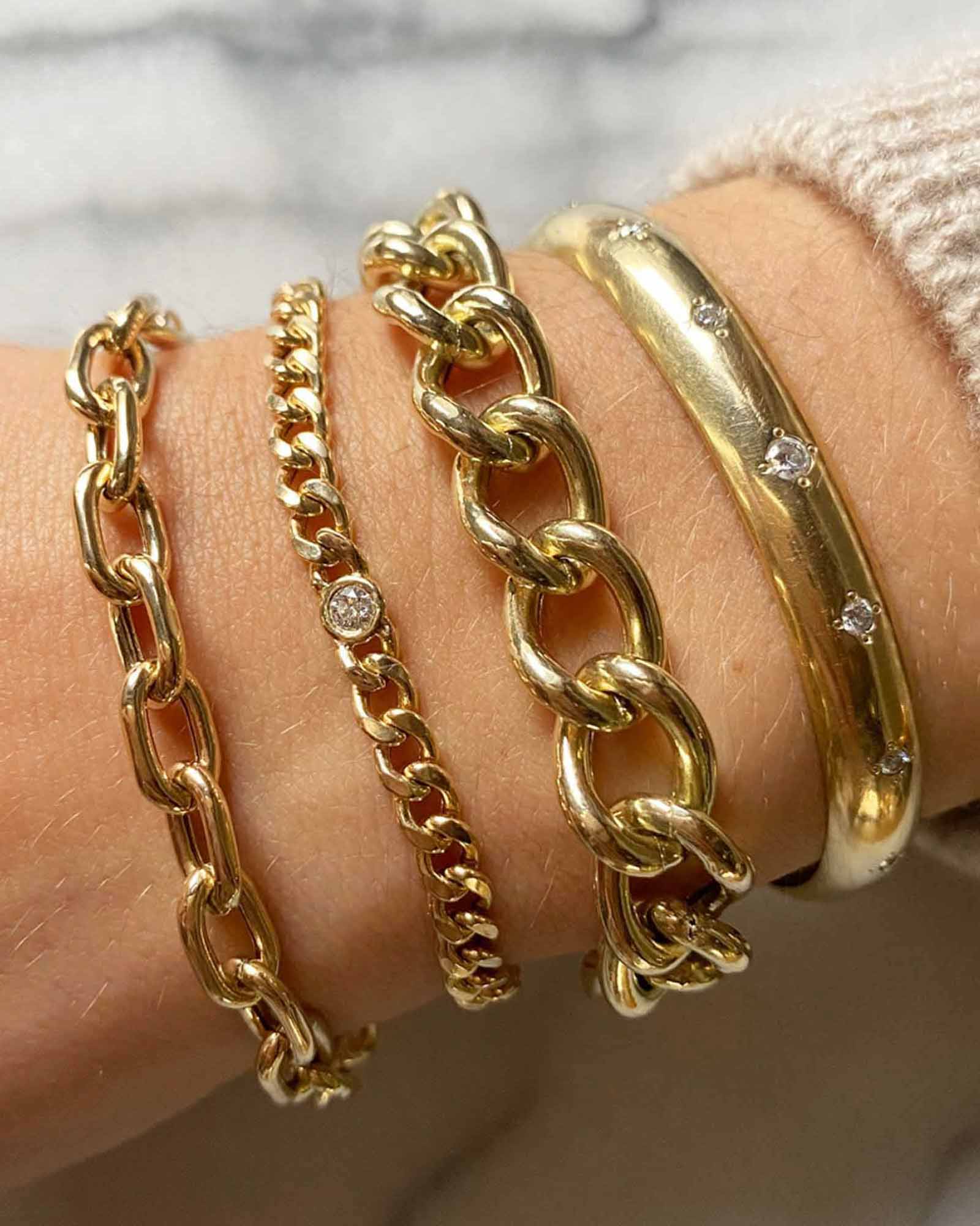 Zoe Chicco-Open Link Curb Chain Bracelet I XXL-Bracelets-14k Yellow Gold-Blue Ruby Jewellery-Vancouver Canada