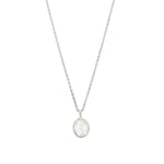 Tashi-Oval Bezel Stone Necklace-Necklaces-Sterling Silver, Rainbow Moonstone-Blue Ruby Jewellery-Vancouver Canada