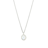 Tashi-Oval Bezel Stone Necklace-Necklaces-Sterling Silver, Rainbow Moonstone-Blue Ruby Jewellery-Vancouver Canada