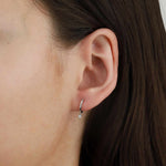 Oval Dia Drop Huggies-Earrings-Goldhive-14k White Gold-Blue Ruby Jewellery-Vancouver-Canada