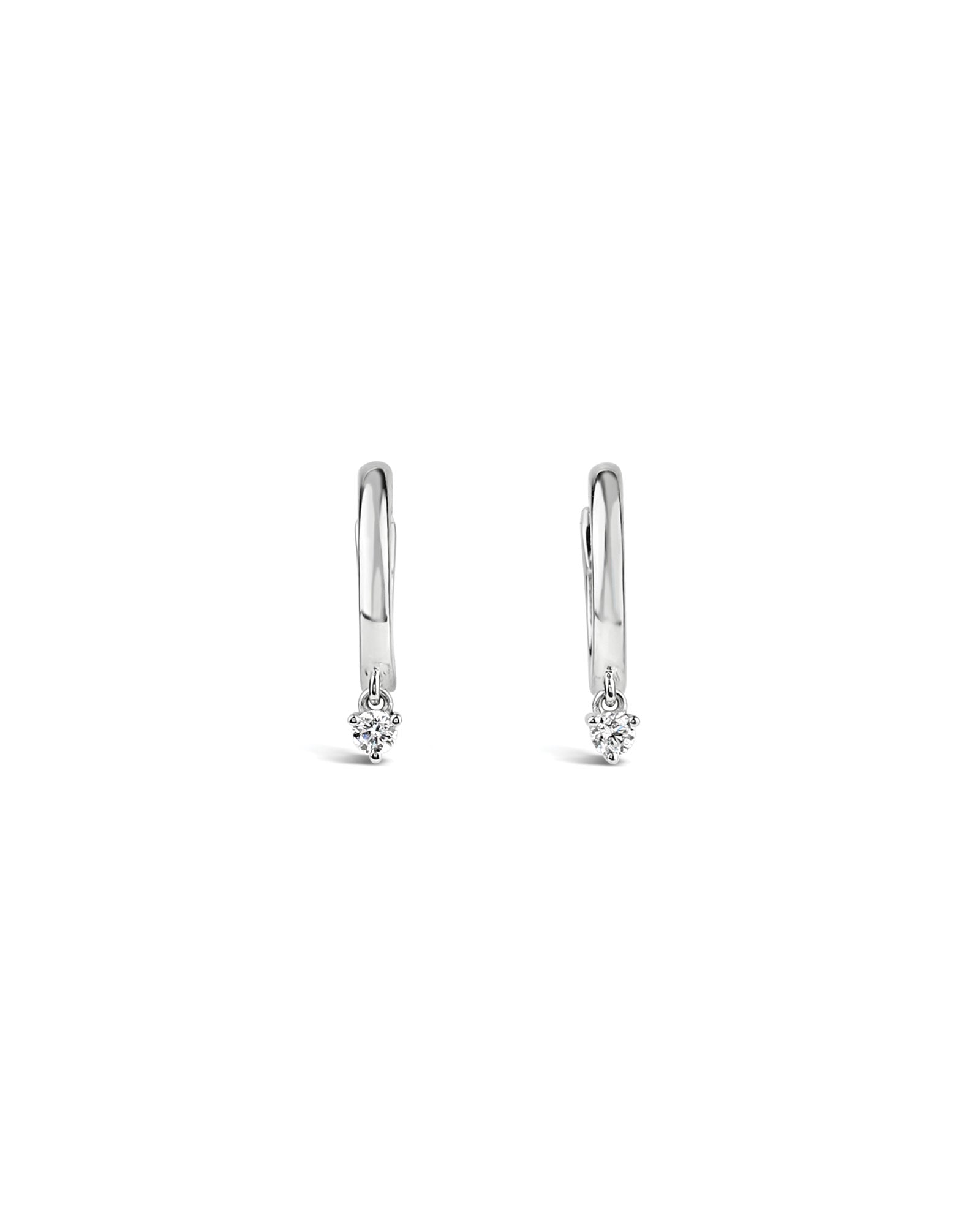 Oval Dia Drop Huggies-Earrings-Goldhive-14k White Gold-Blue Ruby Jewellery-Vancouver-Canada