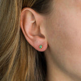 Tashi-Oval Emerald Studs-Earrings-14k Gold Vermeil, Emerald-Blue Ruby Jewellery-Vancouver Canada