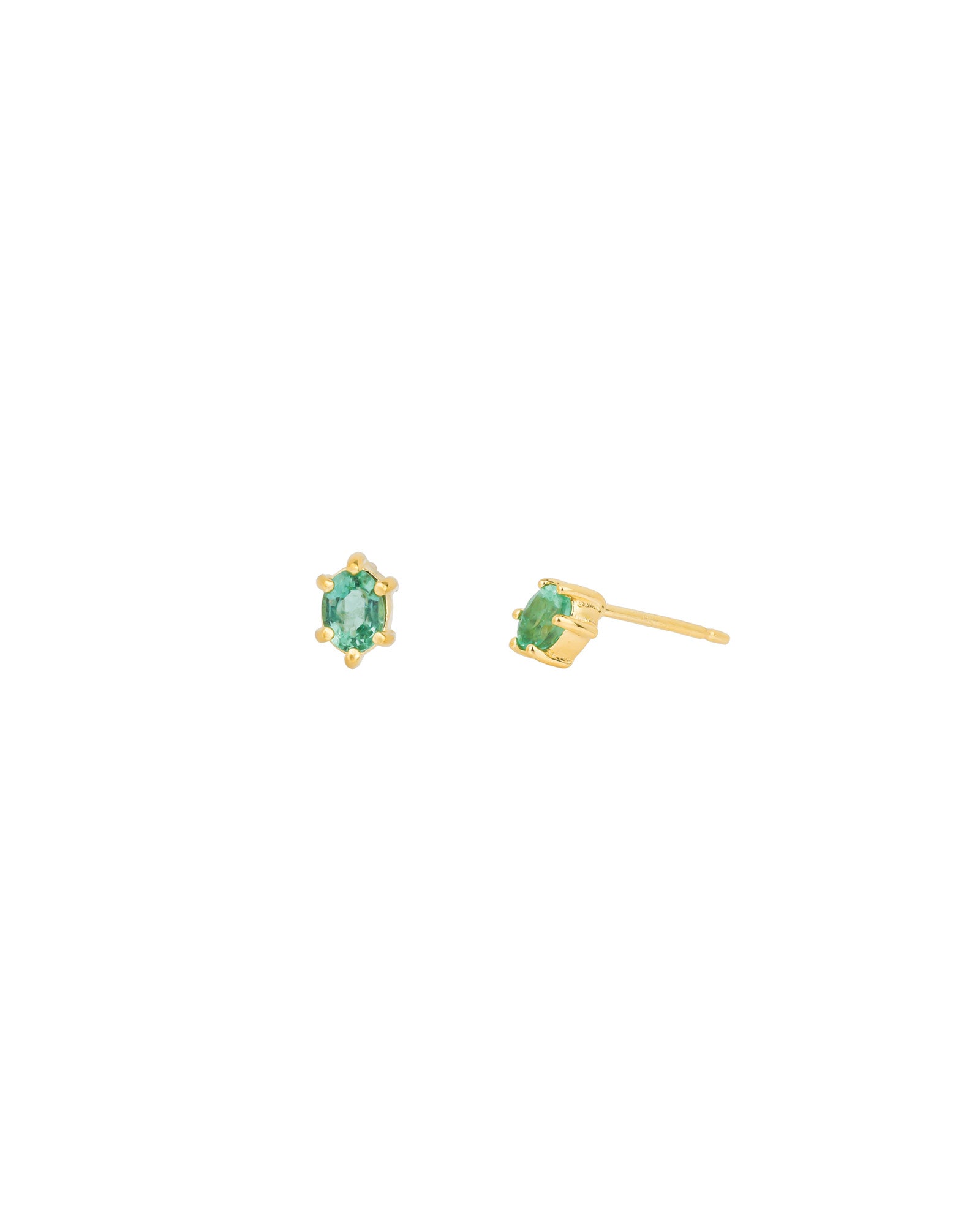 Tashi-Oval Emerald Studs-Earrings-14k Gold Vermeil, Emerald-Blue Ruby Jewellery-Vancouver Canada