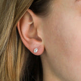 Tashi-Oval Milgrain Studs-Earrings-Sterling Silver, Aquamarine-Blue Ruby Jewellery-Vancouver Canada