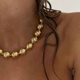 Luv AJ-Oversized Ball Chain Necklace-Necklaces-14k Gold Plated, Cubic Zirconia-Blue Ruby Jewellery-Vancouver Canada