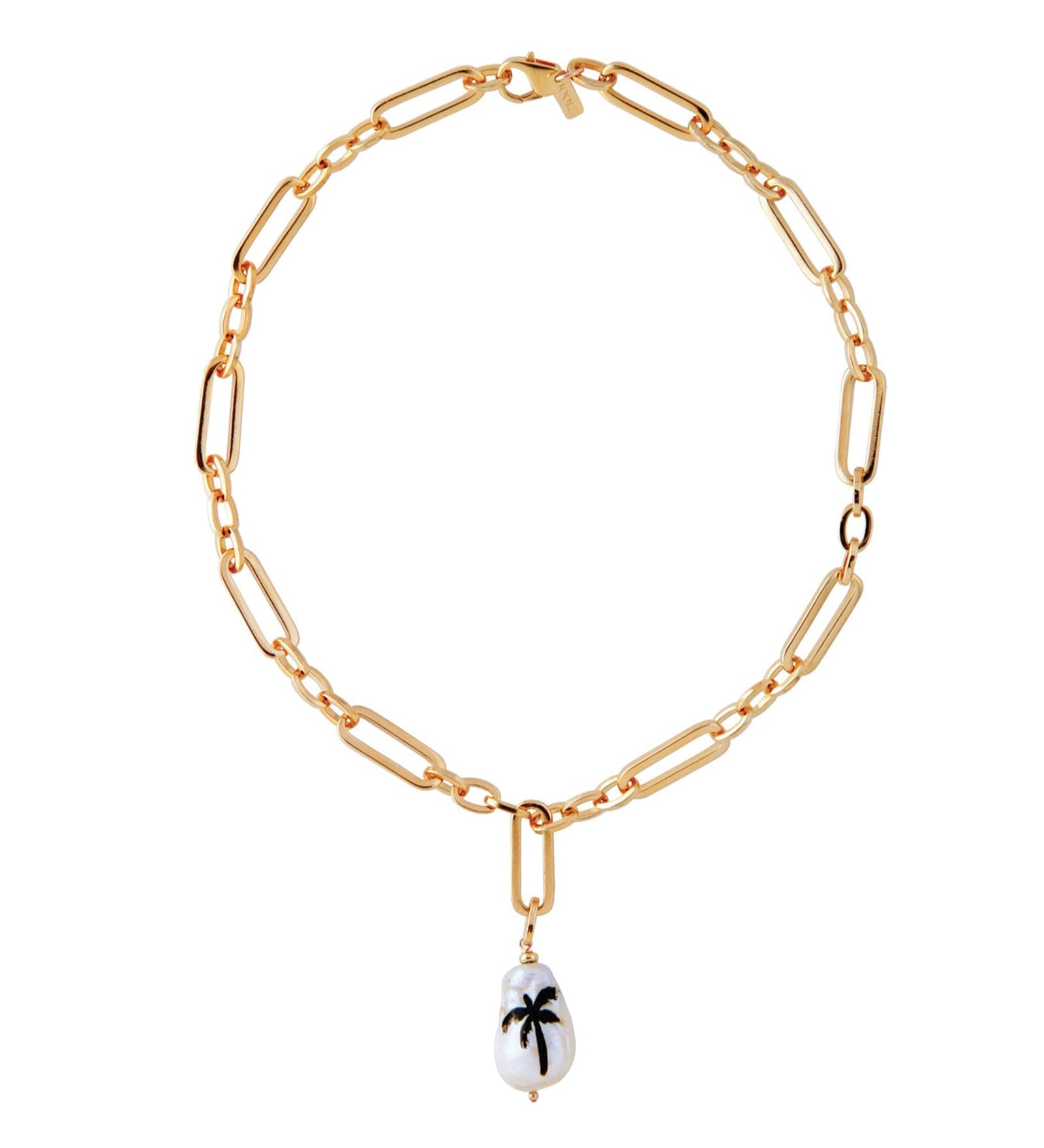 Paradise Palm Necklace-Necklaces-Martha Calvo-14k Gold Plated, Freshwater Pearls-Blue Ruby Jewellery-Vancouver-Canada