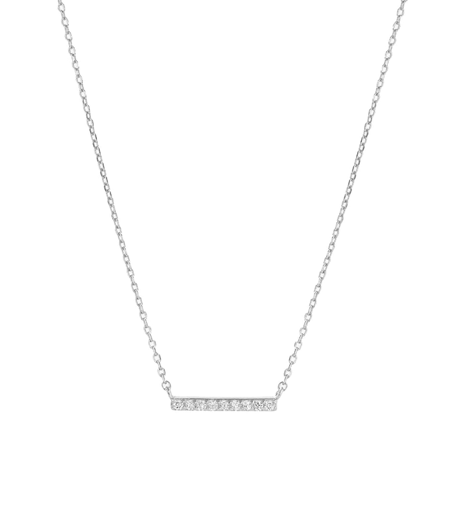 Quiet Icon-Pave Bar Necklace-Necklaces-Rhodium Plated Sterling Silver, Cubic Zirconia-Blue Ruby Jewellery-Vancouver Canada