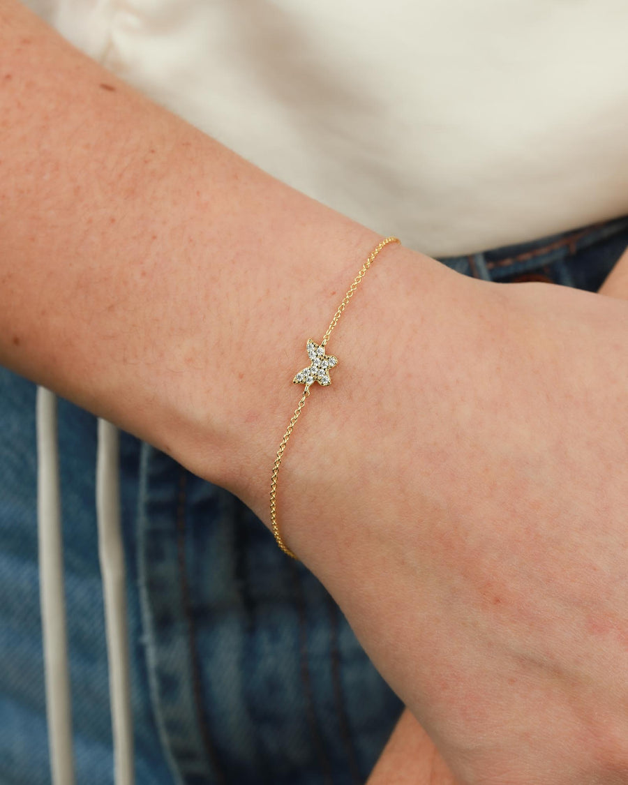 Quiet Icon-Pavé CZ Butterfly Bracelet-Bracelets-14k Gold Vermeil, Cubic Zirconia-Blue Ruby Jewellery-Vancouver Canada