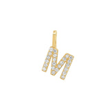 Tai Fine-Pavé Diamond Monogram Pendant-Necklaces-14k Yellow Gold, Diamond-M-Blue Ruby Jewellery-Vancouver Canada