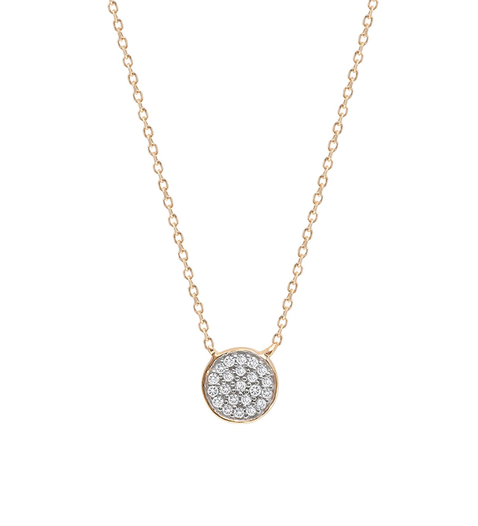 Adina Reyter-Pavé Disc Necklace-Necklaces-14k Yellow Gold, Diamond-Blue Ruby Jewellery-Vancouver Canada