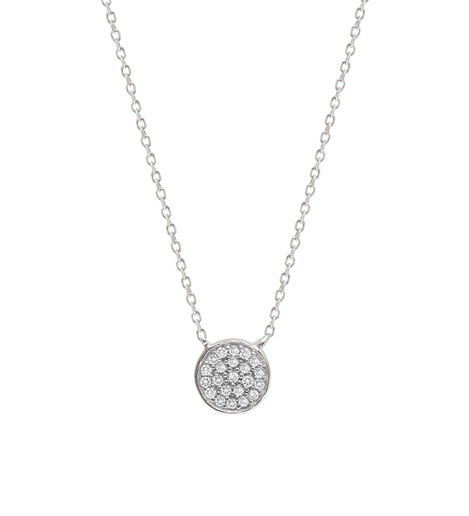 Adina Reyter-Pavé Disc Necklace-Necklaces-Sterling Silver, Diamond-Blue Ruby Jewellery-Vancouver Canada