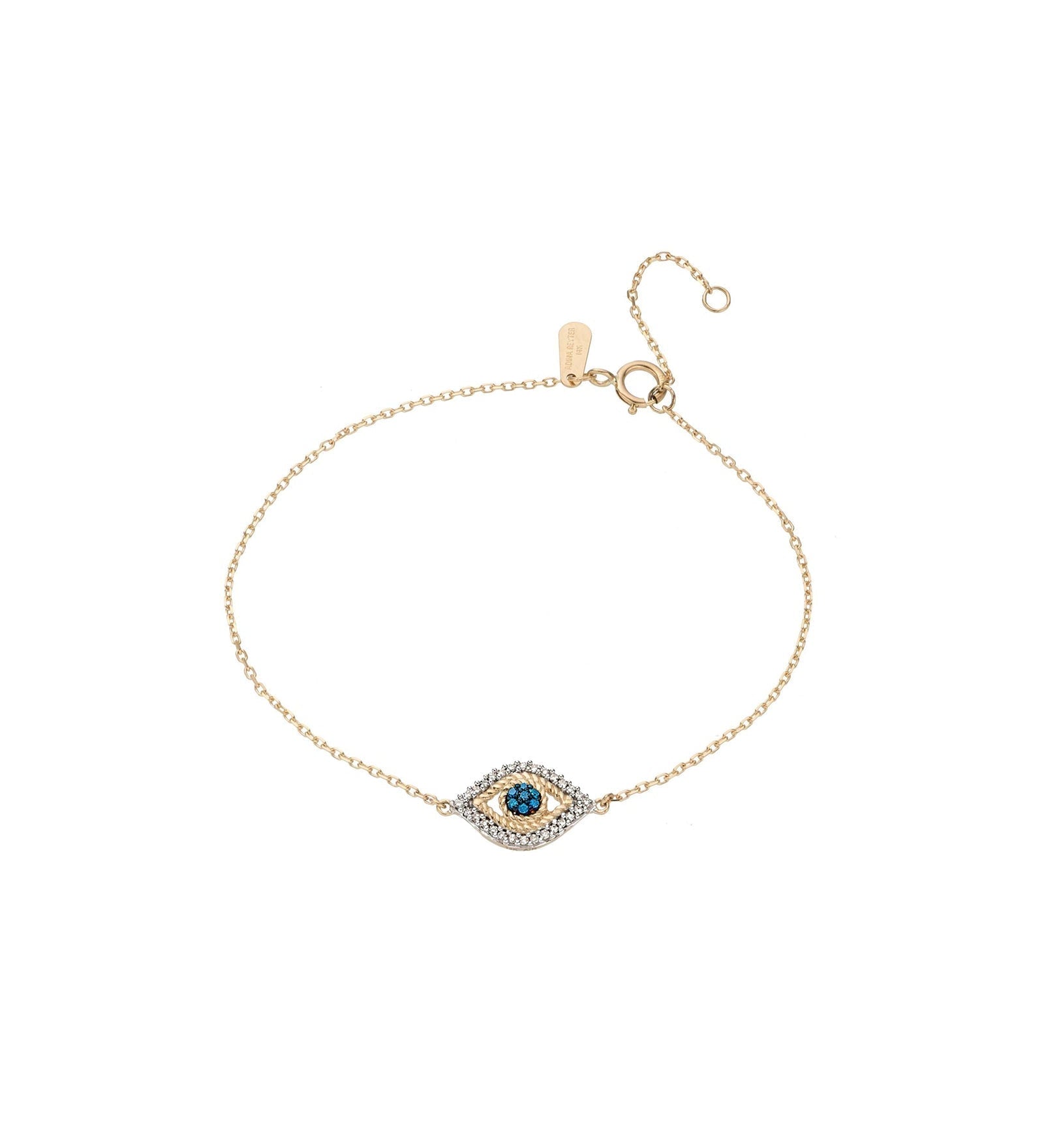 Adina Reyter-Pavé Evil Eye Bracelet-Bracelets-14k Yellow Gold, White and Blue Diamond-Blue Ruby Jewellery-Vancouver Canada