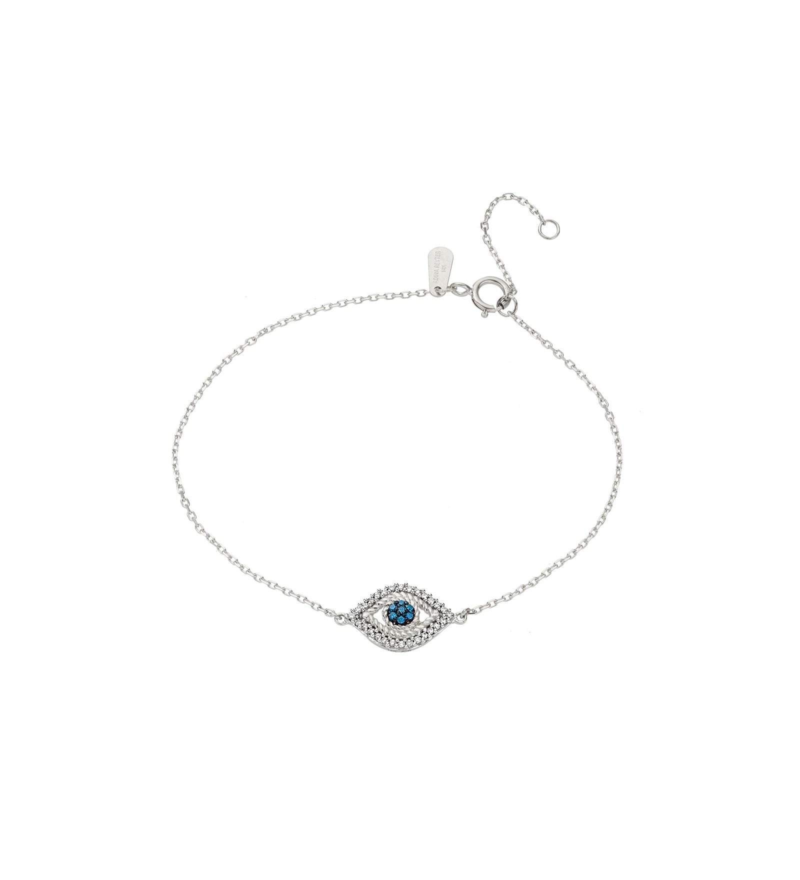 Adina Reyter-Pavé Evil Eye Bracelet-Bracelets-Sterling Silver, White and Blue Diamond-Blue Ruby Jewellery-Vancouver Canada