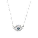 Adina Reyter-Pavé Evil Eye Necklace-Necklaces-Sterling Silver, White and Blue Diamond-Blue Ruby Jewellery-Vancouver Canada