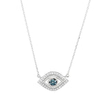 Adina Reyter-Pavé Evil Eye Necklace-Necklaces-Sterling Silver, White and Blue Diamond-Blue Ruby Jewellery-Vancouver Canada