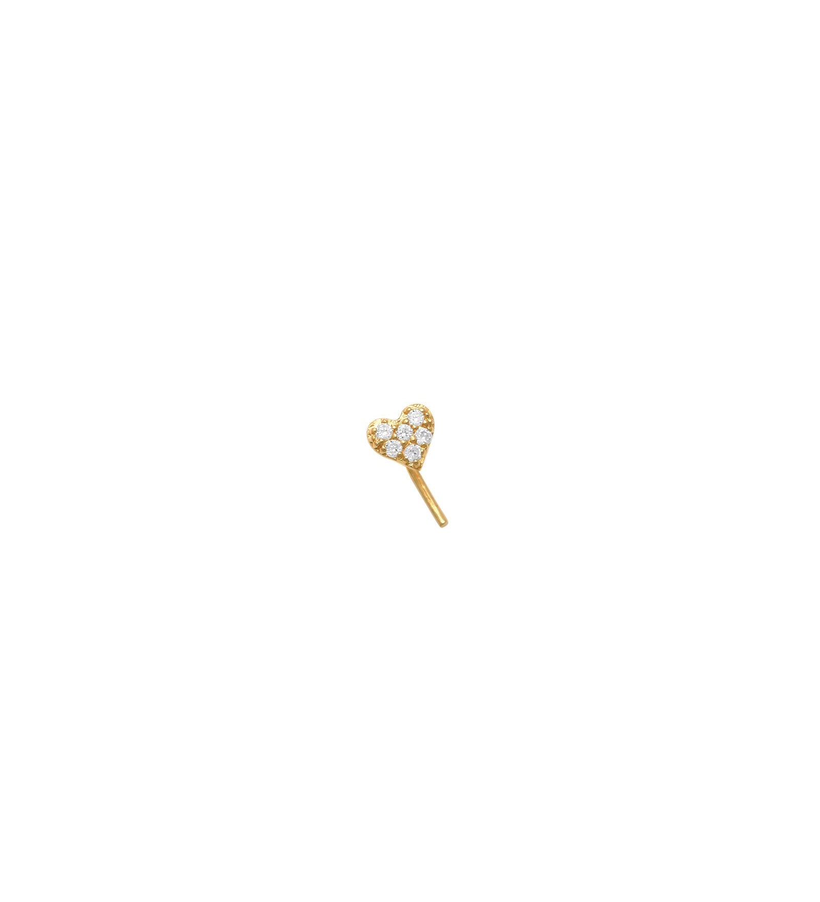 Valley of the Fine-Pave Heart Curved Nose Stud-Body Jewellery-10k Yellow Gold, Cubic Zirconia-Blue Ruby Jewellery-Vancouver Canada