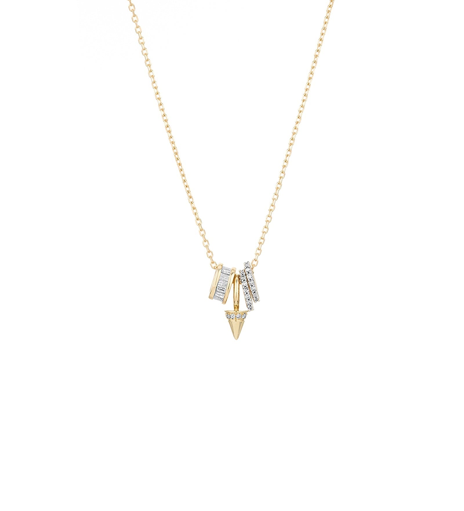 Pavé Mosh Pit Necklace-Necklaces-Adina Reyter-14k Yellow Gold, Diamond-Blue Ruby Jewellery-Vancouver-Canada