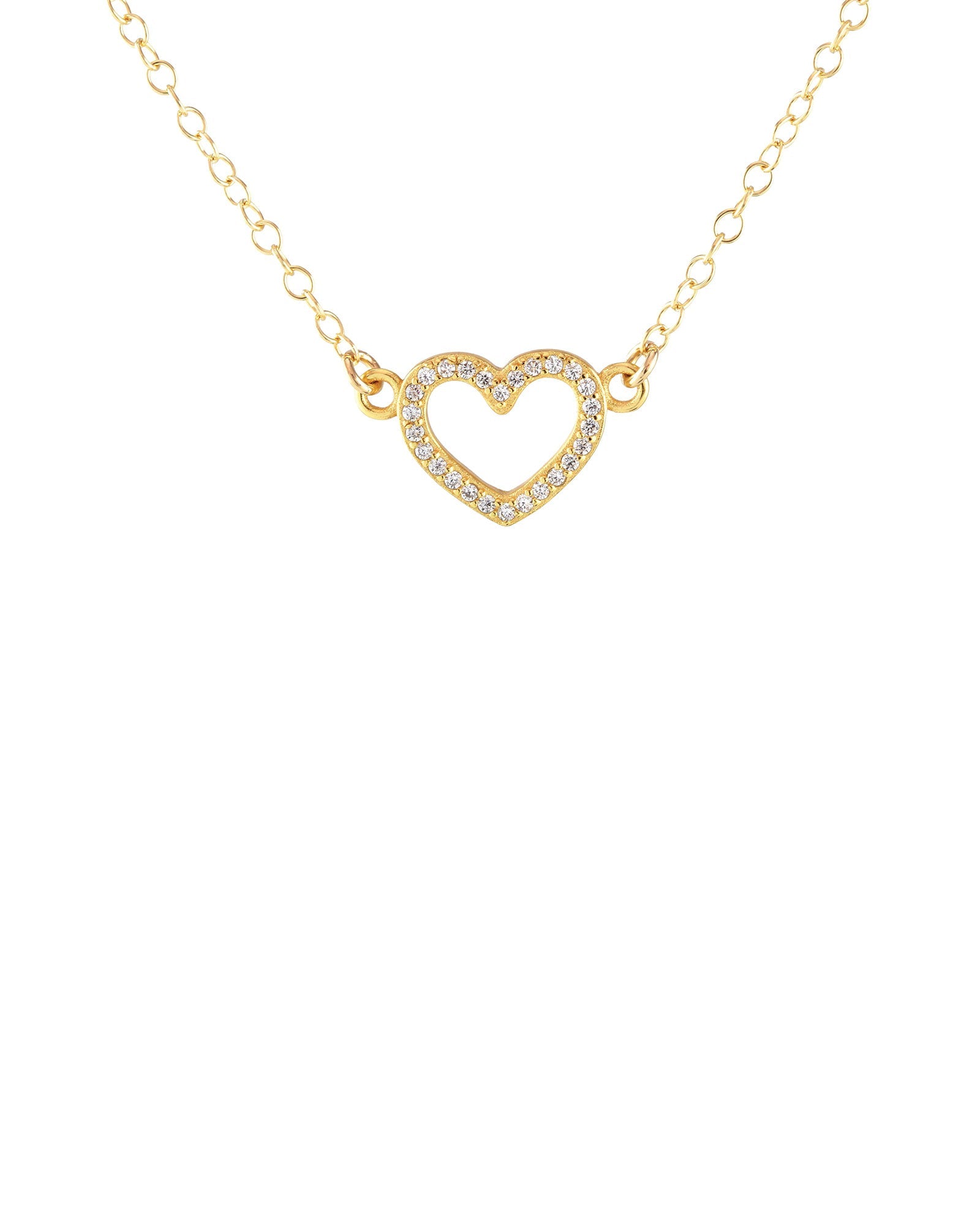 Kris Nations-Pavé Open Heart Necklace-Necklaces-18k Gold Vermeil, Cubic Zirconia-Blue Ruby Jewellery-Vancouver Canada