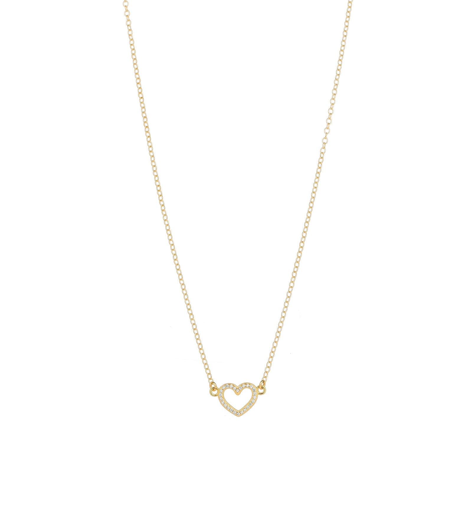 Kris Nations-Pavé Open Heart Necklace-Necklaces-18k Gold Vermeil, Cubic Zirconia-Blue Ruby Jewellery-Vancouver Canada