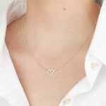 Kris Nations-Pavé Open Heart Necklace-Necklaces-Sterling Silver, Cubic Zirconia-Blue Ruby Jewellery-Vancouver Canada