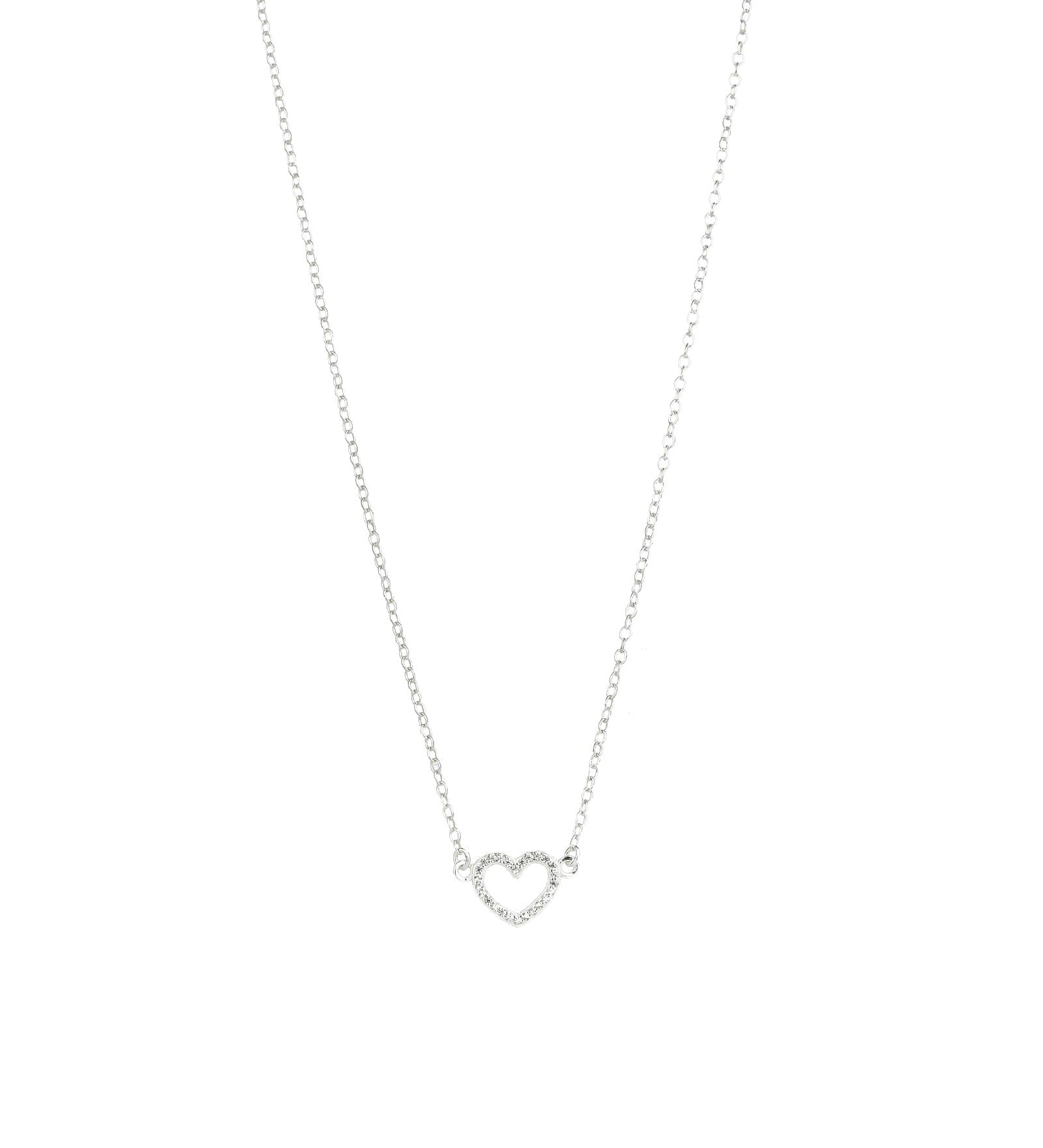 Kris Nations-Pavé Open Heart Necklace-Necklaces-Sterling Silver, Cubic Zirconia-Blue Ruby Jewellery-Vancouver Canada