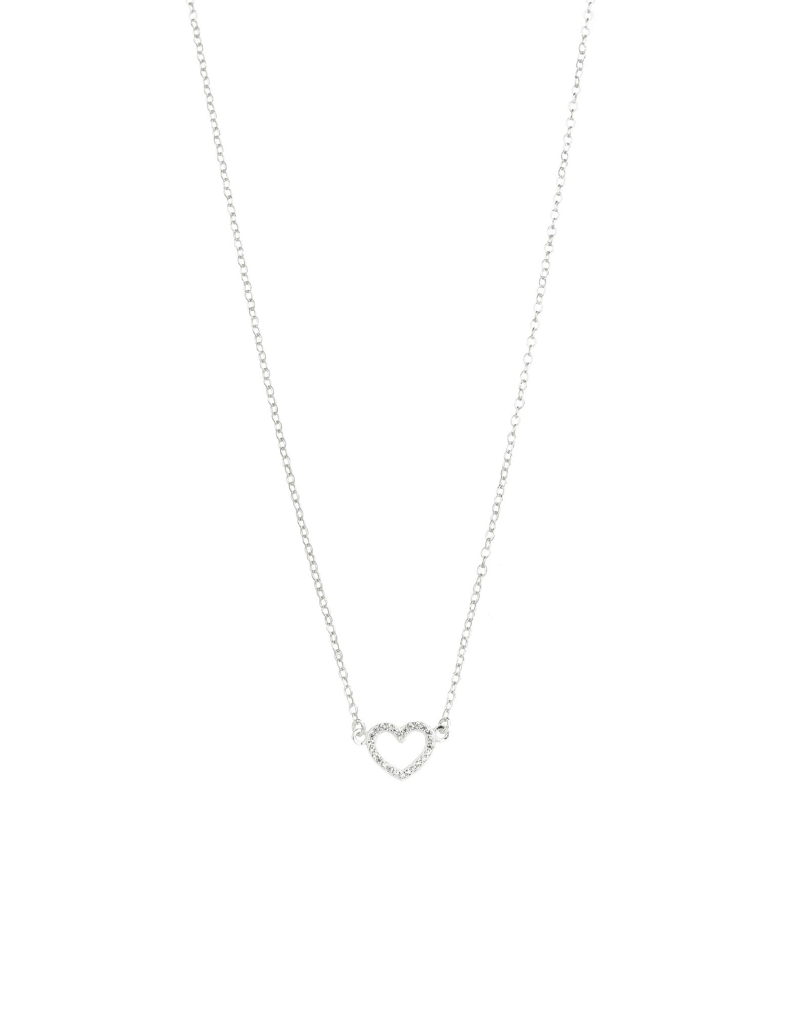 Kris Nations-Pavé Open Heart Necklace-Necklaces-Sterling Silver, Cubic Zirconia-Blue Ruby Jewellery-Vancouver Canada