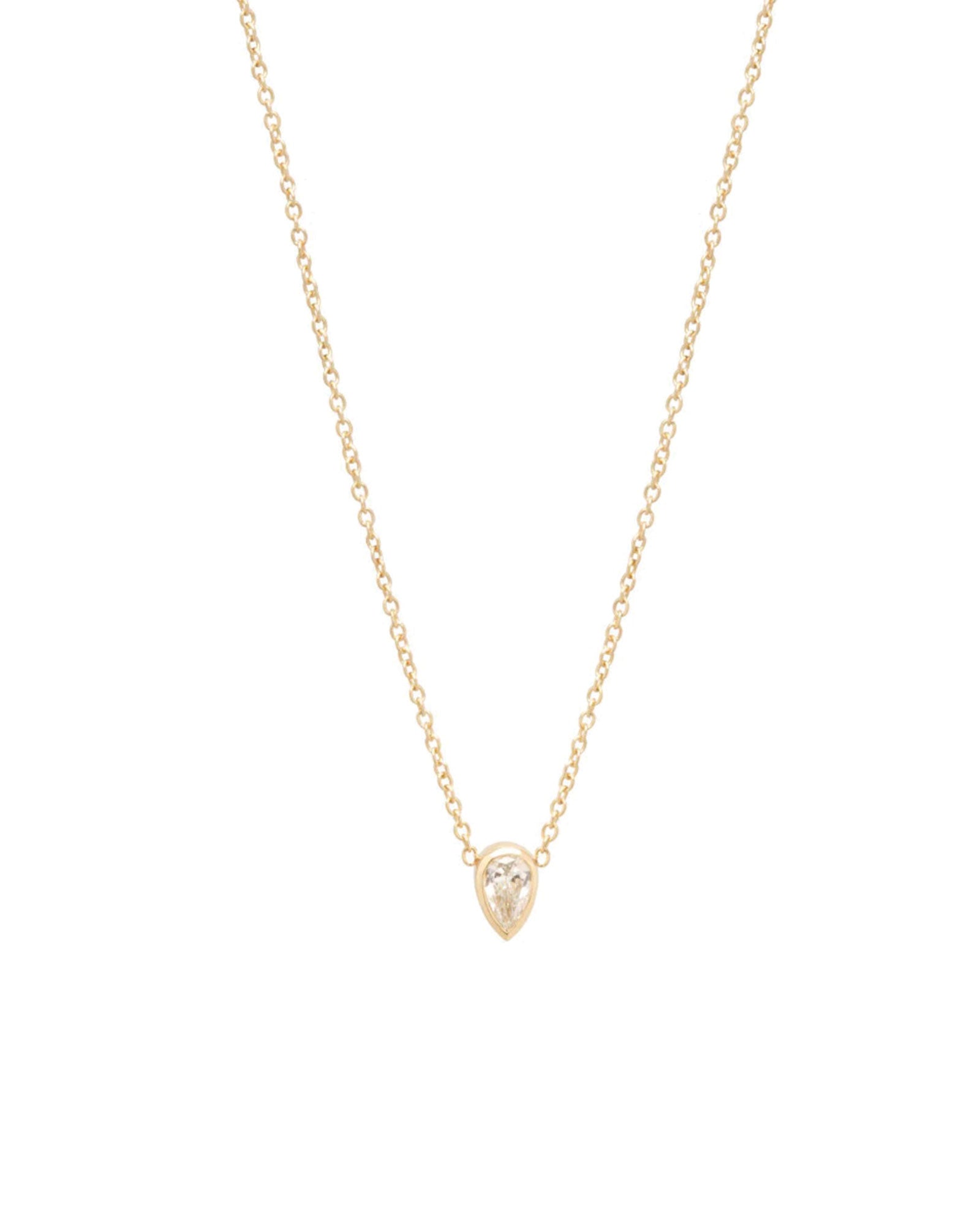 Zoe Chicco-Pear Shaped Diamond Necklace-Necklaces-14k Yellow Gold, Diamond-Blue Ruby Jewellery-Vancouver Canada