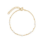 Quiet Icon-Pearl Ball Chain Bracelet-Bracelets-14k Gold Vermeil, White Pearl-Blue Ruby Jewellery-Vancouver Canada