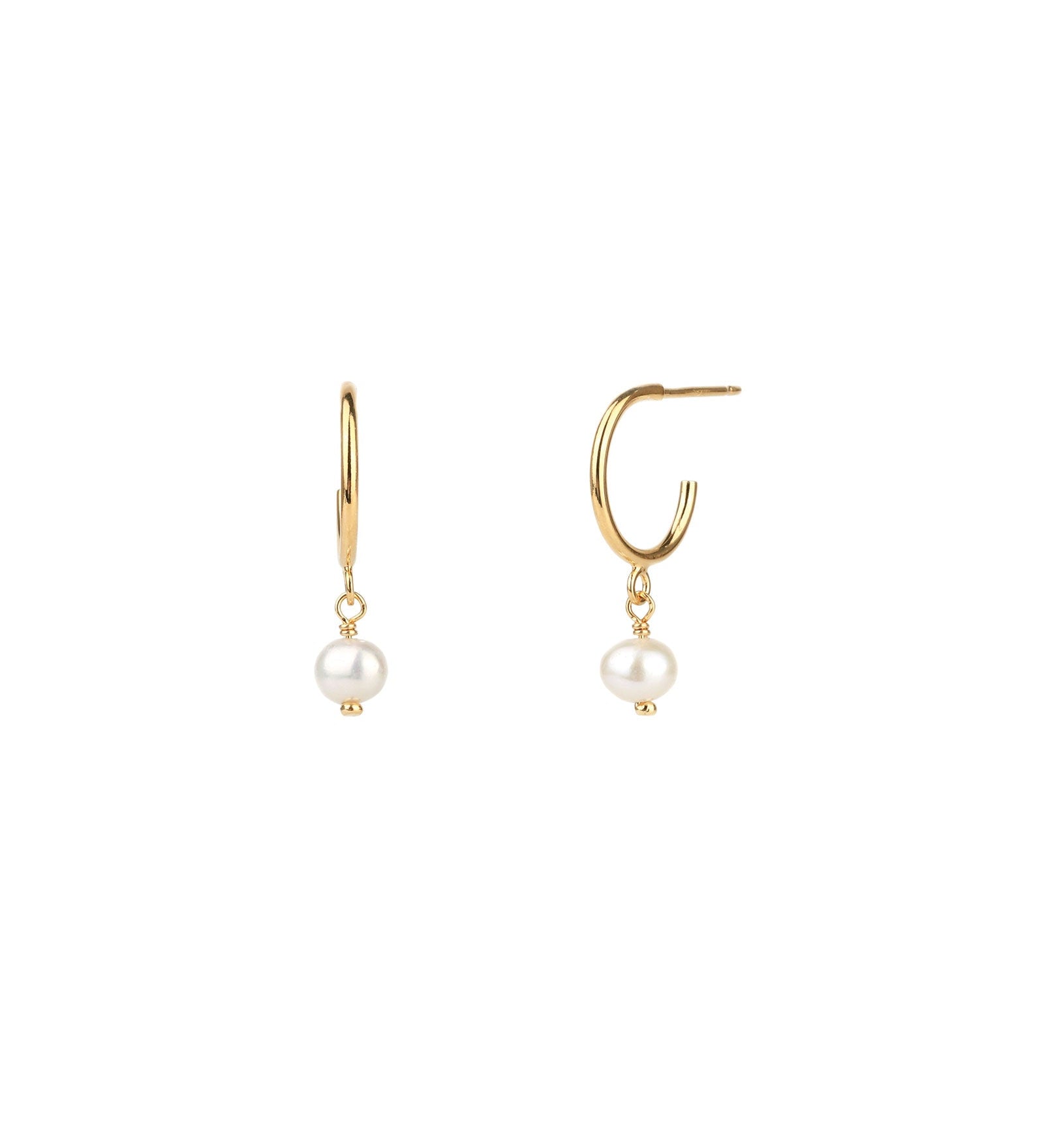 Tashi-Pearl Charm Hoops-Earrings-14k Gold Vermeil, Freshwater Pearl-Blue Ruby Jewellery-Vancouver Canada