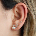 Valley of the Fine-Pearl + CZ Stud I 6mm-Earrings-10k Yellow Gold, White Pearl-Blue Ruby Jewellery-Vancouver Canada