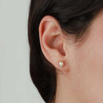 Tashi-Pearl + CZ Studs-Earrings-14k Gold Vermeil, Freshwater Pearl, Cubic Zirconia-Blue Ruby Jewellery-Vancouver Canada