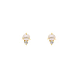 Tashi-Pearl + CZ Studs-Earrings-14k Gold Vermeil, Freshwater Pearl, Cubic Zirconia-Blue Ruby Jewellery-Vancouver Canada