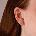 Tashi-Pearl + CZ Studs-Earrings-Sterling Silver, Freshwater Pearl, Cubic Zirconia-Blue Ruby Jewellery-Vancouver Canada