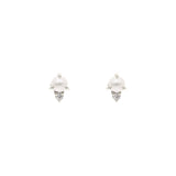 Tashi-Pearl + CZ Studs-Earrings-Sterling Silver, Freshwater Pearl, Cubic Zirconia-Blue Ruby Jewellery-Vancouver Canada