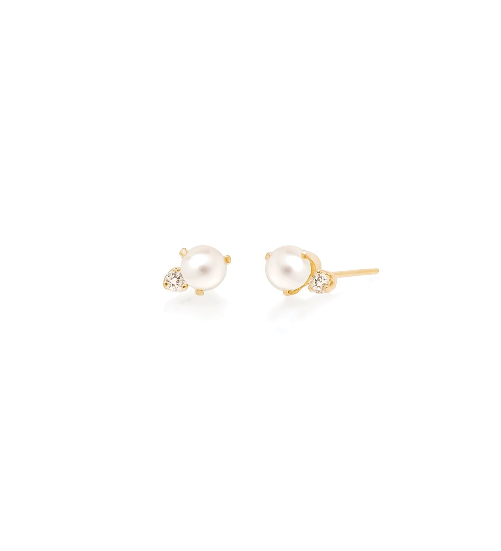 Zoe Chicco-Pearl + Diamond Studs-Earrings-14k Yellow Gold, Diamond-Blue Ruby Jewellery-Vancouver Canada