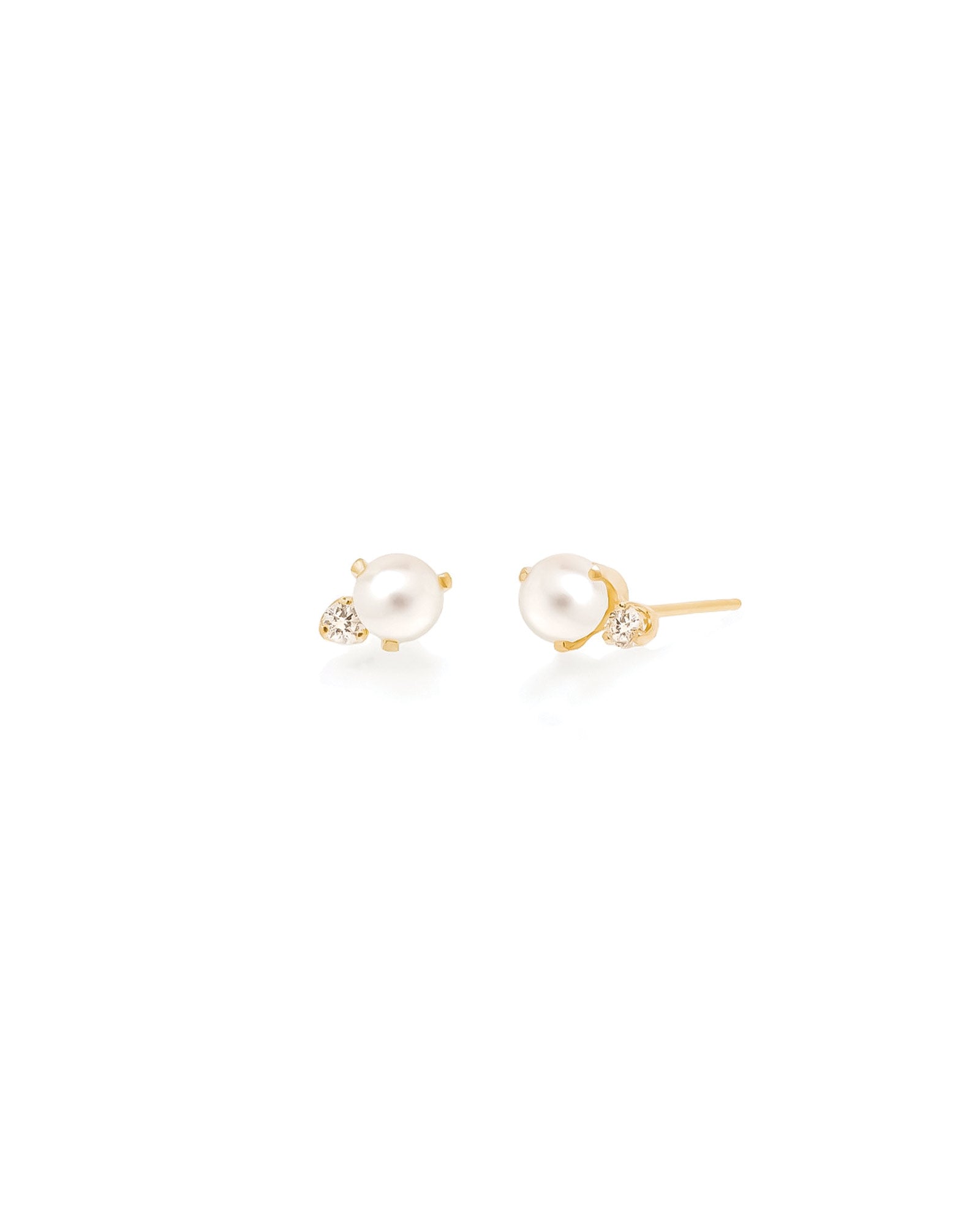 Zoe Chicco-Pearl + Diamond Studs-Earrings-14k Yellow Gold, Diamond-Blue Ruby Jewellery-Vancouver Canada