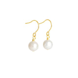 Poppy Rose-Pearl Drop Hooks-Earrings-14k Gold-fill, Freshwater Pearl-Blue Ruby Jewellery-Vancouver Canada