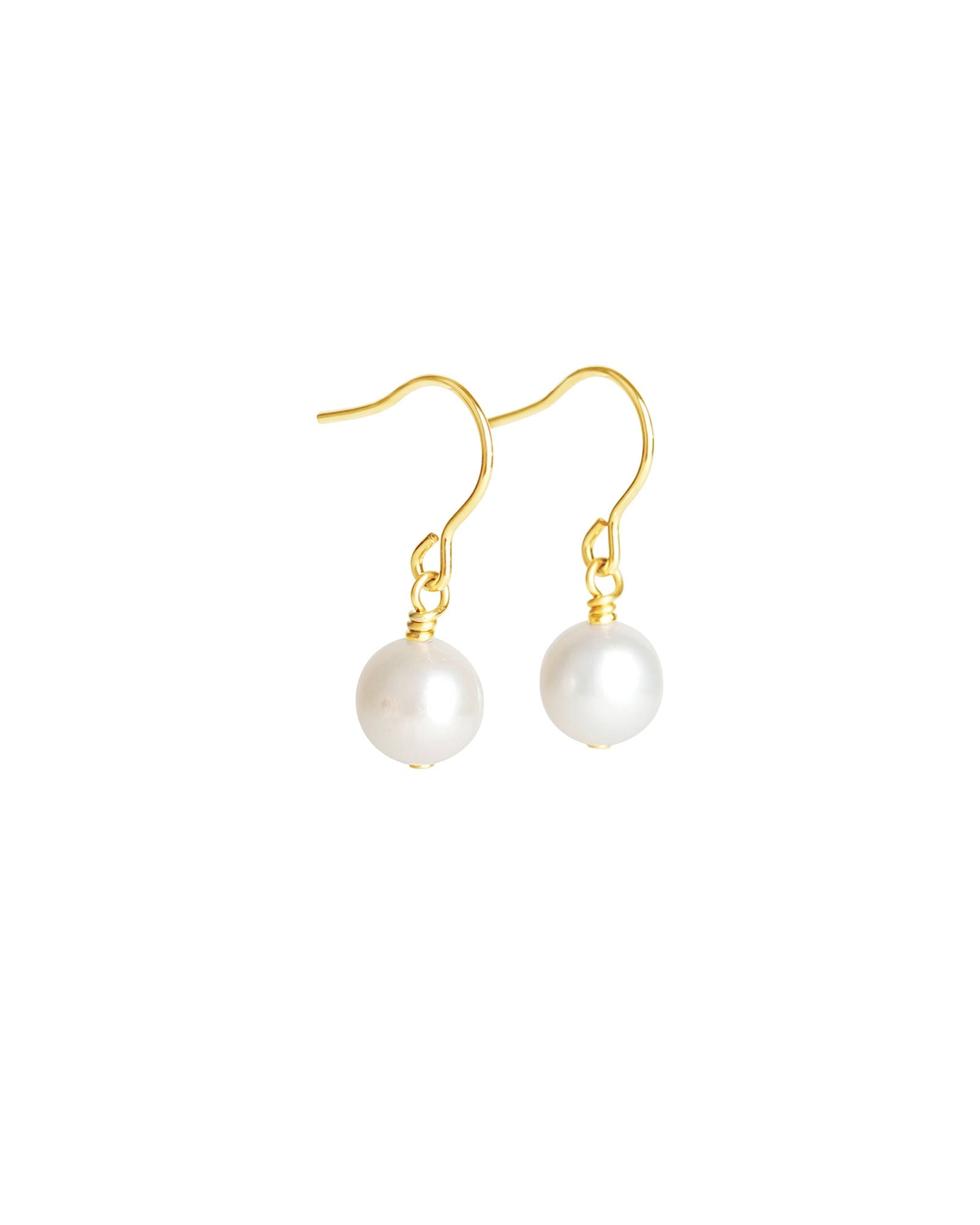 Poppy Rose-Pearl Drop Hooks-Earrings-14k Gold-fill, Freshwater Pearl-Blue Ruby Jewellery-Vancouver Canada