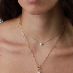 Poppy Rose-Pearl East-West Necklace-Necklaces-14K Gold-fill, White Pearl-Blue Ruby Jewellery-Vancouver Canada