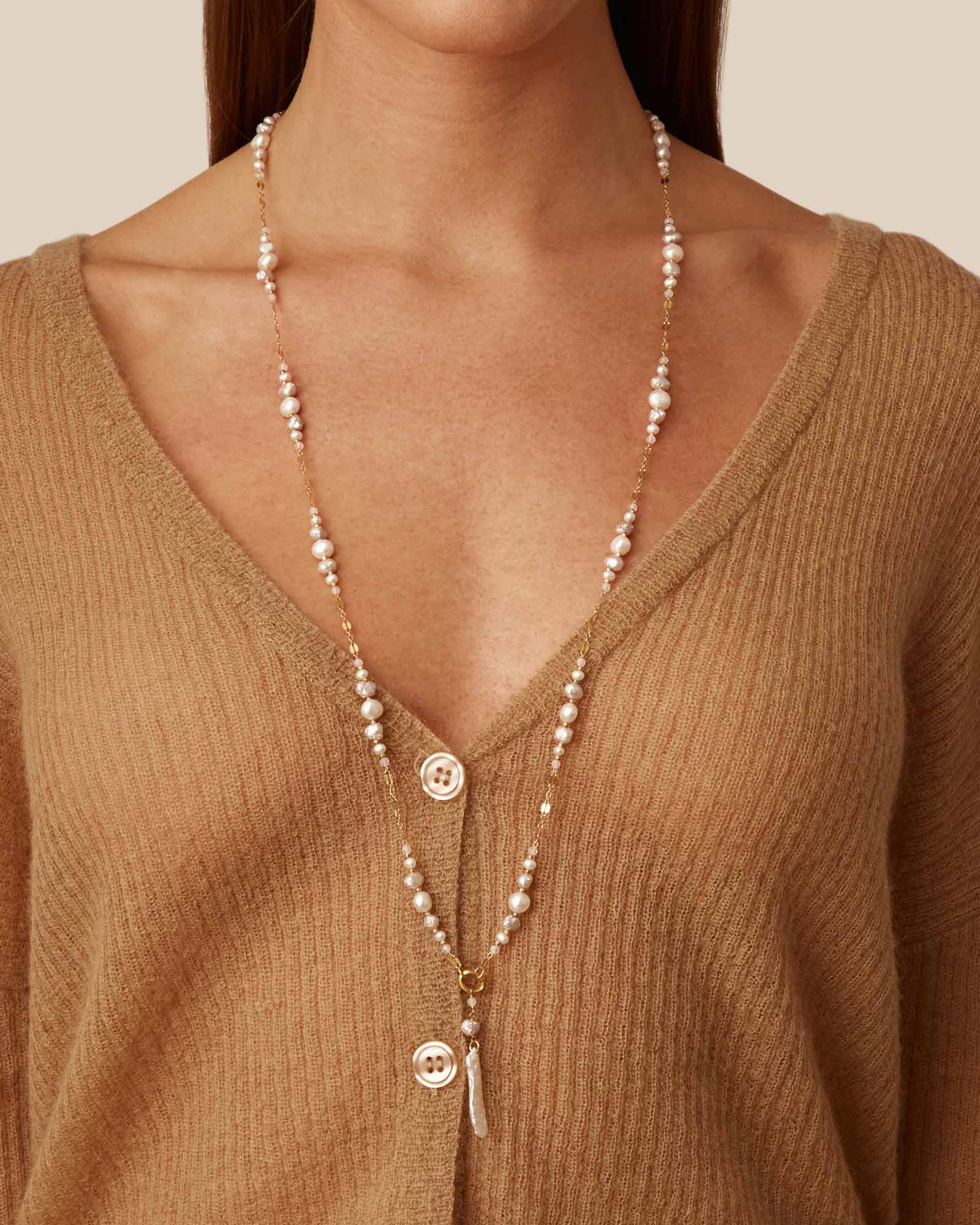 Chan Luu-Pearl Penina Pendant Necklace-Necklaces-18k Gold Vermeil-Blue Ruby Jewellery-Vancouver Canada