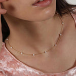 Poppy Rose-Pearl Station Necklace-Necklaces-14k Gold-fill, Freshwater Pearl-Blue Ruby Jewellery-Vancouver Canada