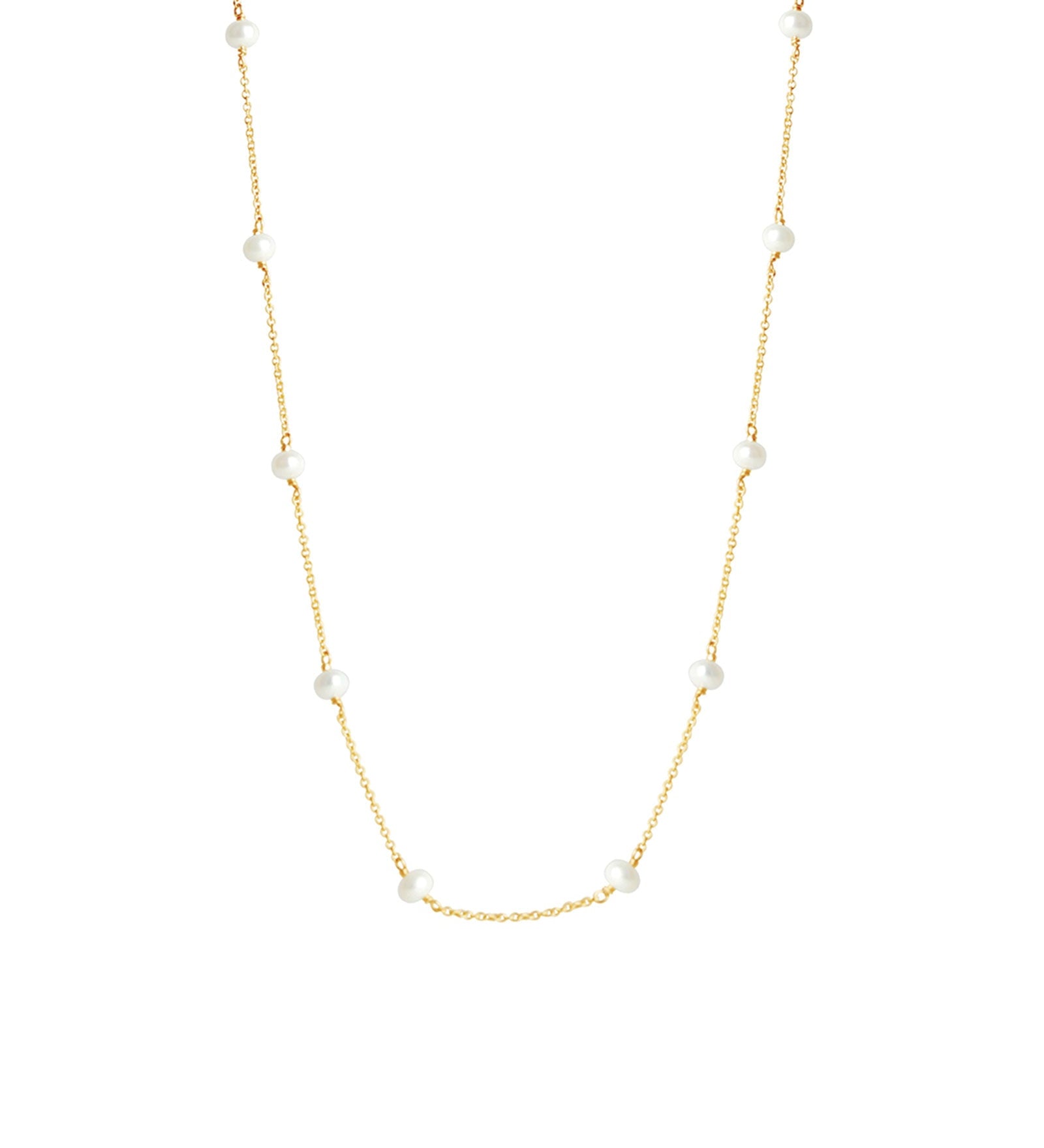 Poppy Rose-Pearl Station Necklace-Necklaces-14k Gold-fill, Freshwater Pearl-Blue Ruby Jewellery-Vancouver Canada